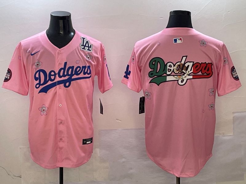 Men Los Angeles Dodgers Blank Pink Sakura Edition 2025 Nike MLB Jersey style 11